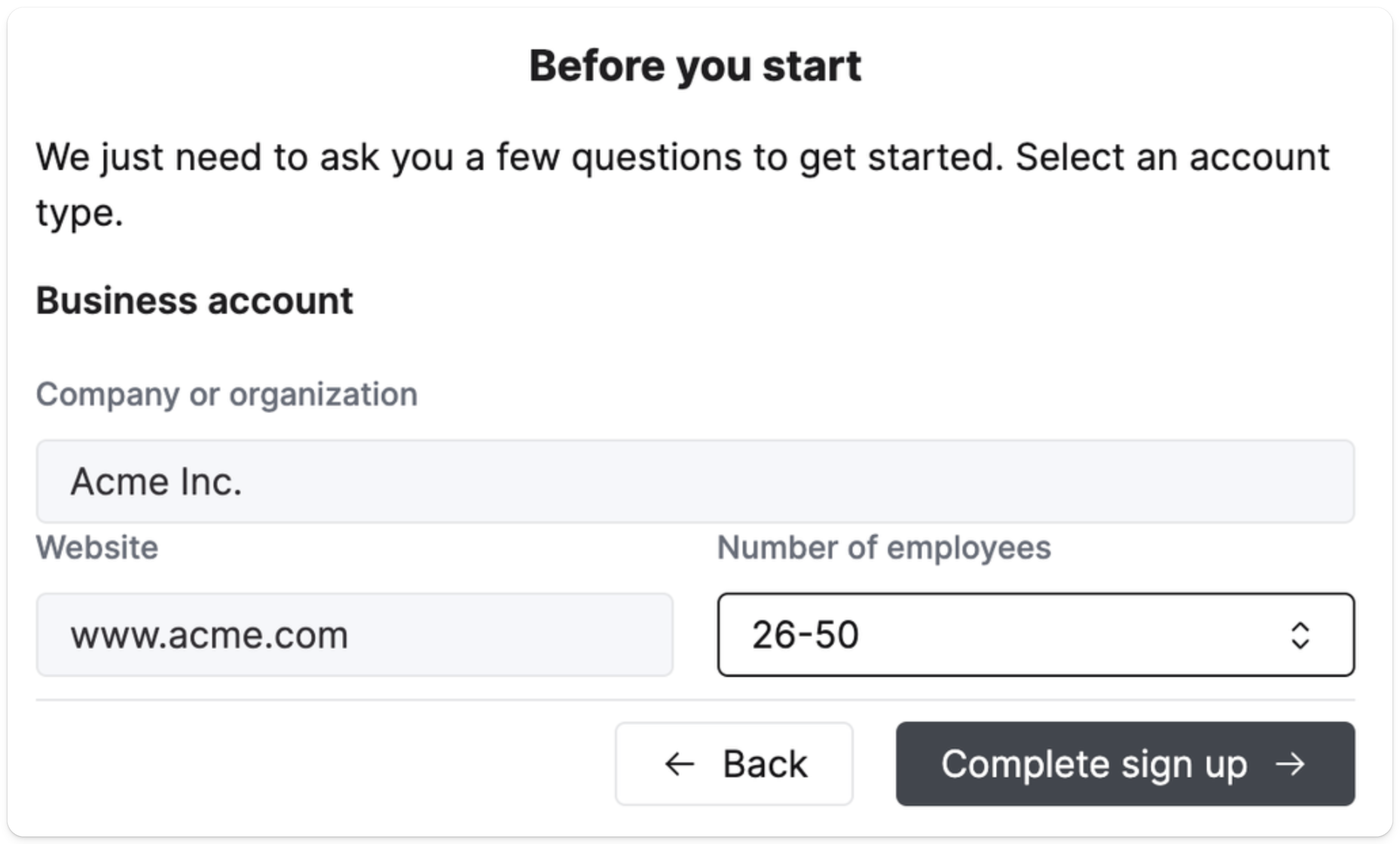 Предоставление информации о компании